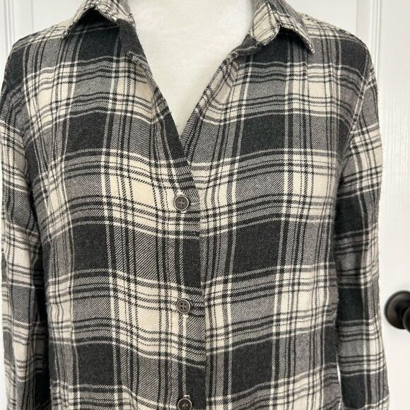 Bella Dahl Women’s Gray Plaid Button Down Flannel 100% Rayon Size Extra Small - Picture 4 of 11